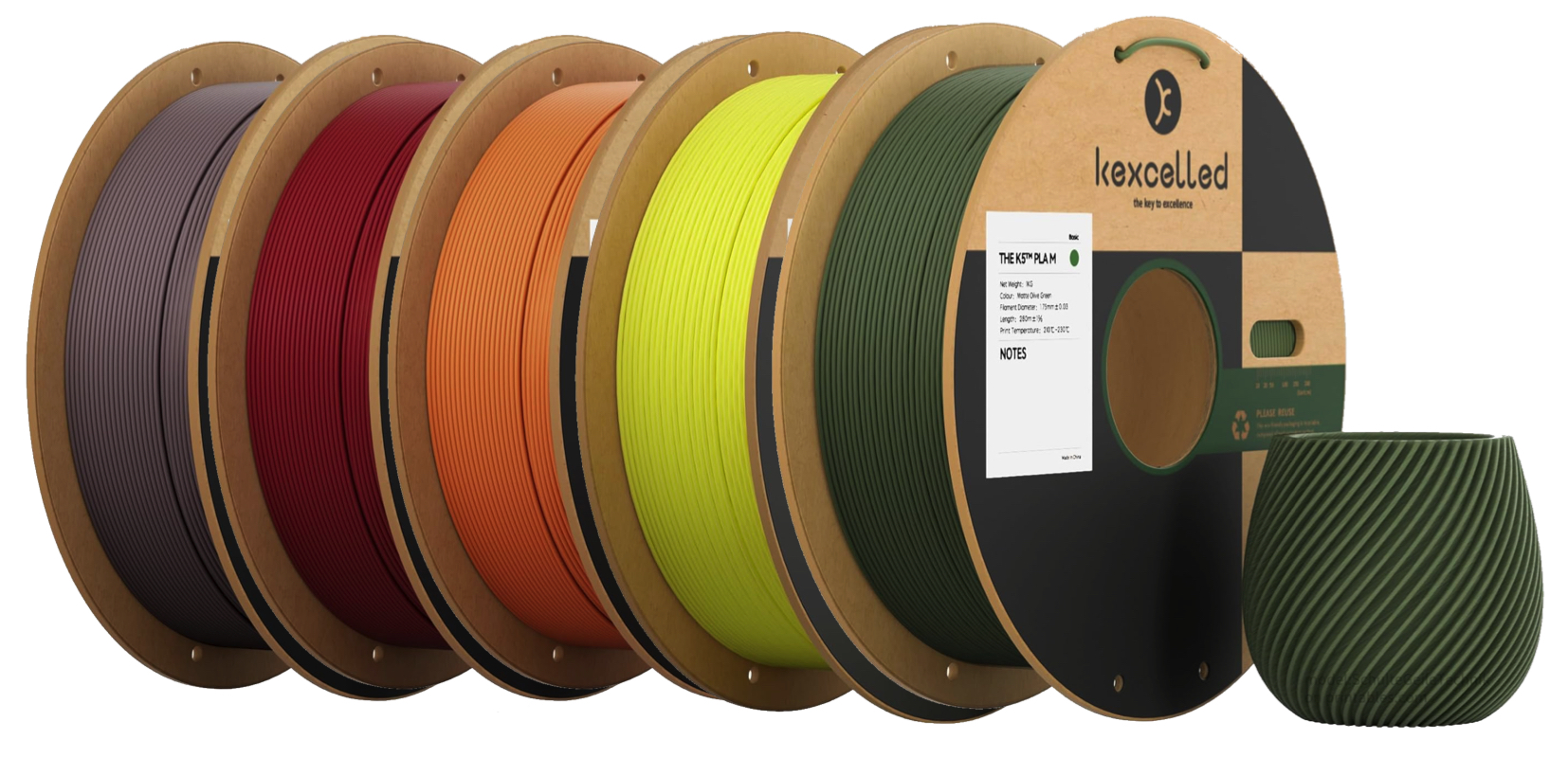 Kexcelled Matte PLA Combideal 5 x 1kg = 5kg AsPaars, ChelseaRood, OranjeRood, FelGeel + OlijfGroen 3D Printer filament SPECIAL OFFER! 1 Kexcelled Matte PLA Combideal 5 x 1kg = 5kg AsPaars, ChelseaRood, OranjeRood, FelGeel + OlijfGroen 3D Printer filament SPECIAL OFFER!